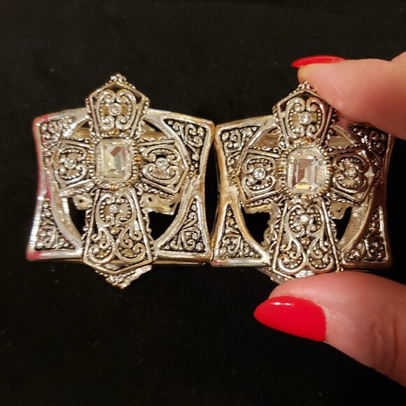 Unique Silver Accent Cross Bracelet - Picture 2 of 6